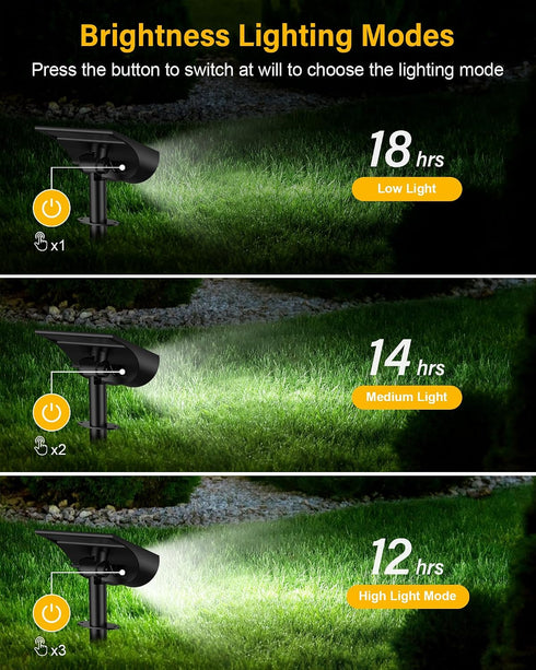 3 IP65 1 Pack Solar Spot Lights Outdoor Waterproof, Lighting Modes Solar Landscape Lights for Outside, Dusk to Dawn