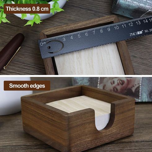 Buqoo North American Black Walnut Wood Sticky Note Pad Holder for Desk, Memo Holder Paper Dispenser, Desktop