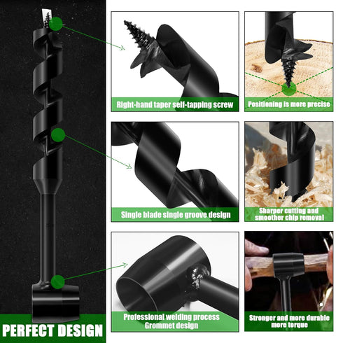 1" x 10" Long Scotch Eye Hand Wood Auger Drill Bit, Manual Hole Maker for Bushcraft and Camping Survival Tool