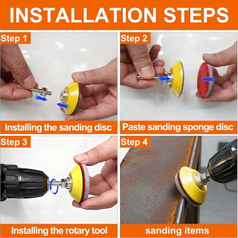 64 2 Inch 180 3000 1/4 PCS Sanding Disc Pad,Hook and Loop Sanding Pads to Wet Dry Sponge Sandpaper with Shank for Drill
