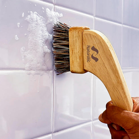 Set Pack 2 All-Natural Grout Brush | Wooden Cleaning Brush for Tile and Floor | Durable Floor Scrubber for Bathroom