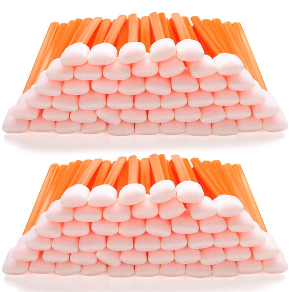 Foam Swab Sticks (100 pcs Large Rectangular Foam Tips, 5.25", Orange) Cleanroom Cleaning Swab Sponge Stick