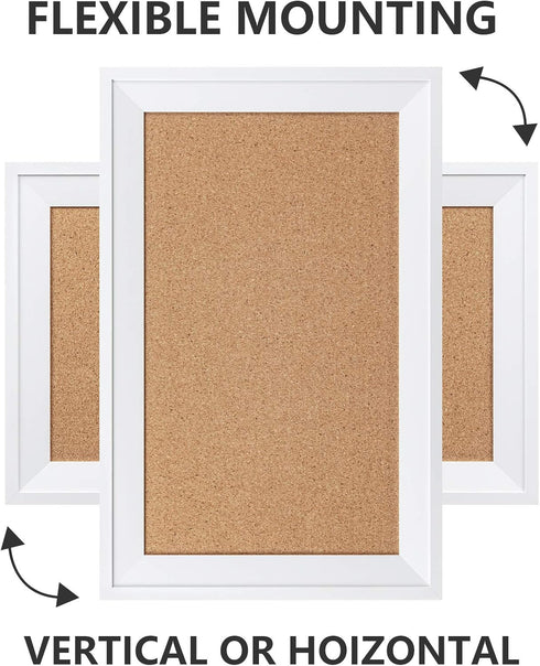 HBlife Cork Board Bulletin Board 11 x 17 inch with White Frame, Decorative Hanging Pin Board for Office and Home