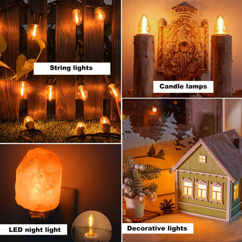 Bulbs, C7 Bulb E12 Bulbs, 0.6W 7W, 2200K, 50LM. 50 Count (Pack 1) KGC LED Night Light Shatterproof Replacement Led