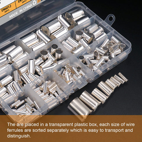 mankk 166 Pcs Wire Ferrules Kits: Silver Plated Copper Crimp Terminal Connector, 8 Sizes AWG