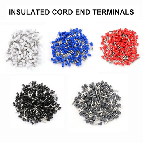 Baomain 450pcs Copper Crimp Connector Kit, Insulated Ferrules in 5 Sizes and 5 Colors, AWG 22-14