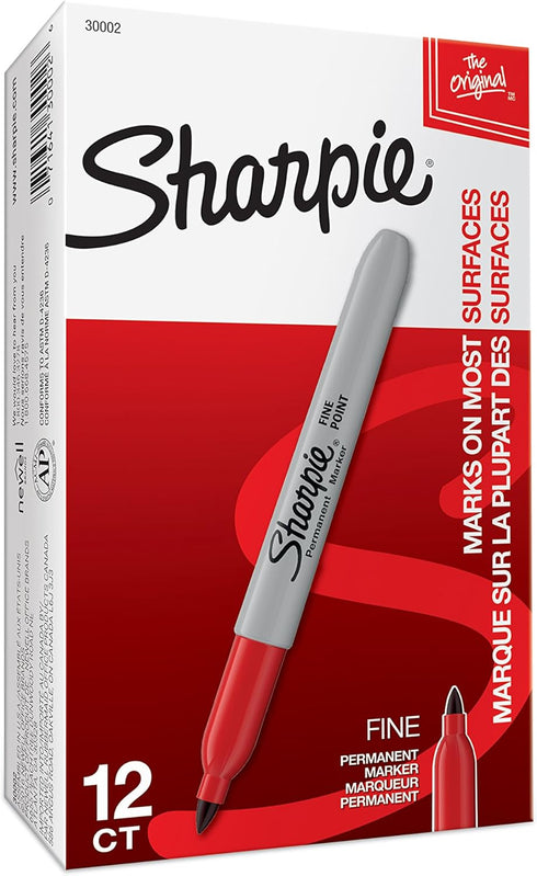 Sharpie Permanent Markers, Fine Tip, Quick Drying and Fade Resistant, Red, 12 Count for Plastic, Metal, Wood, and More