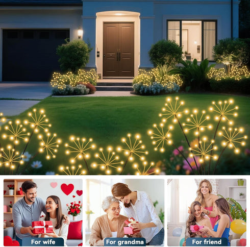 2 Pack Slyuexu Solar Garden Lights Waterproof Swaying Starburst Light Solar Outdoor Lights for Yard Patio Walkway