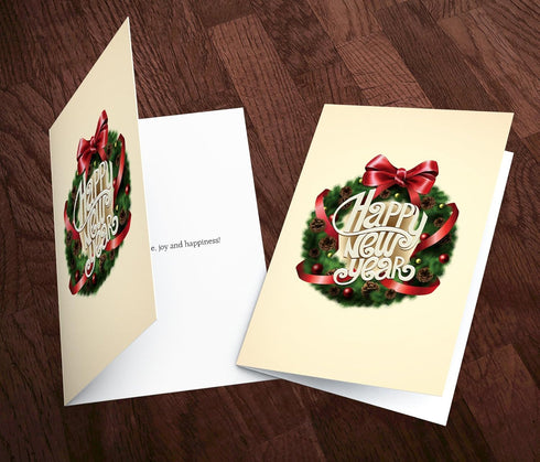 New Year Cards - Set of 18 Heavy Stock 5x7 Holiday Cards & Envelopes