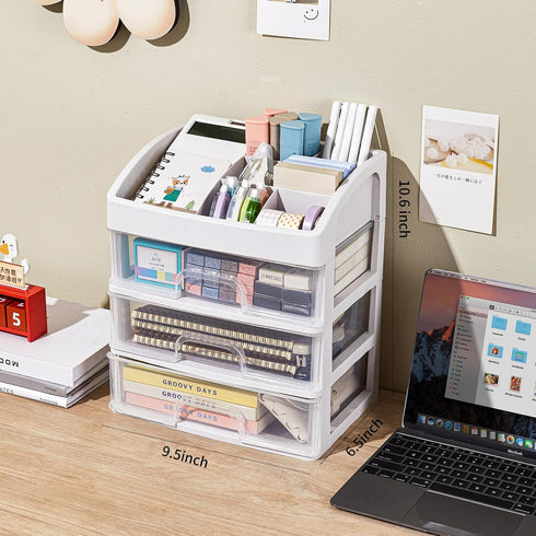 Desk Organizer with Drawers, 3 Drawers Storage Organizer for Office Supplies, Makeup, Desktop Storage Box