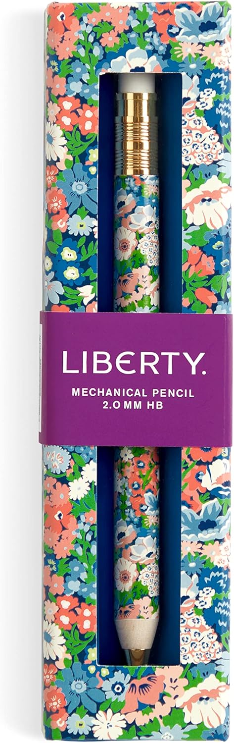 Galison Liberty Margaret Annie Mechanical Pencil - Hand Drawn Perennials Print with Refillable Lead and Eraser