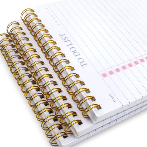 To Do List Notepad, Undated Daily Planner Notepad with To Do List Notebook Checklist Planner Spiral Waterproof Cover Notepad for Office Supplies, School Planner, Pink, 52 Sheets, 5.5"*8.3" A5 Size by KAICN