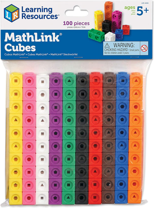 Learning Resources MathLink Cubes - Set of 100, Ages 5+, STEM Activities, Teacher Supplies