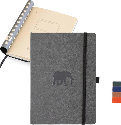 Dingbats A5 Wildlife Dotted Notebook Journal - Premium Vegan Leather Softcover for Writing, Note Taking, Travel