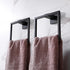 Hand Towel Holder for Bathroom, Matte Black Square Wall Mount Towel Rings, SUS 304 Stainless Steel Shower Hanger