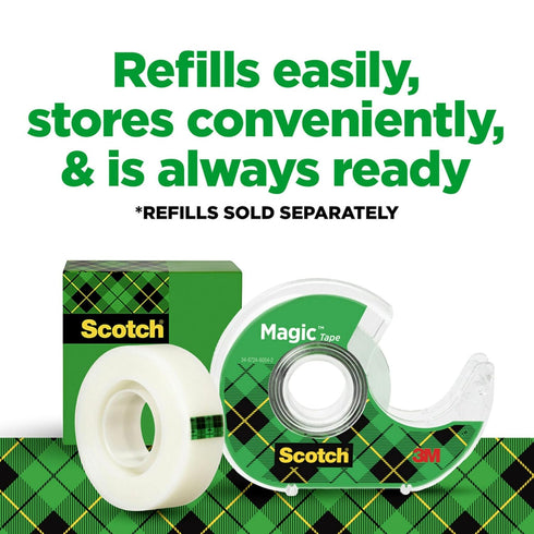 Scotch Magic Tape, 3 Rolls (3/4 in x 300 in), Invisible Matte Finish, Photo-Safe