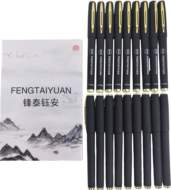 Fengtaiyuan Gel Ink Rollerball Pens, Comfortable Non-Slip Grip, Black Ink, Fine Point, 0.7mm, 18-Piece Box
