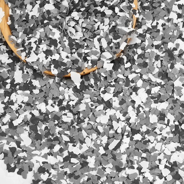 330 G Decorative Color Chips, Epoxy Floor Flakes for Garage Floor Paint Coating (Black, White, Gray)