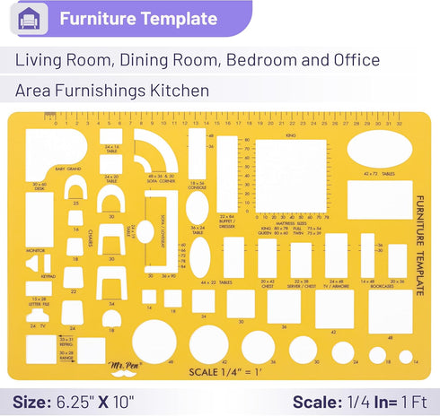 Mr. Pen- House Plan, Interior Design and Furniture Templates - Drafting Tools and Ruler Shapes Set of 3
