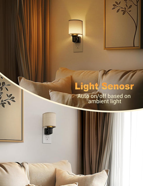 Dimmable, 3000K 0-100LM JandCase Night Lights Plug into Wall, LED Night Light Nightlight with Auto On Off Light Sensor