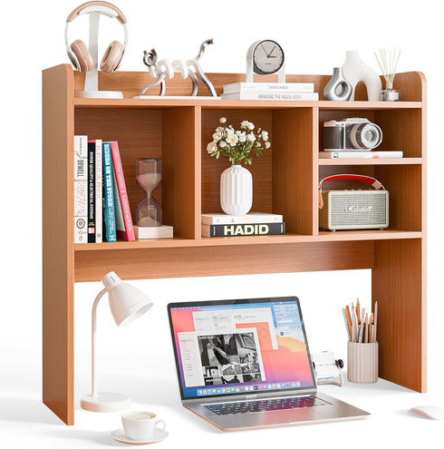 Nova Microdermabrasion Wooden Desktop Bookshelf with 6 Shelves3-Tier Desk Organizer Hutch for