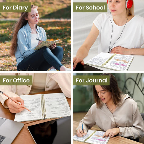 A5 140 (5.8" 8.3"), ZOTIA Lined Spiral Journal for Women, Cute Hardcover College Ruled Notebook for Work, School & Note