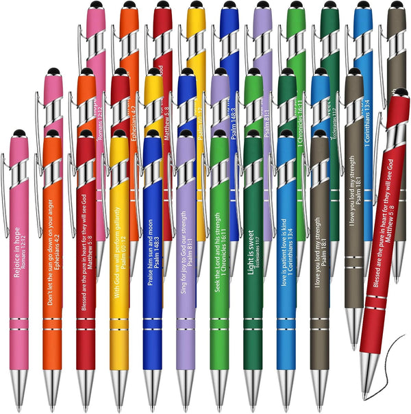 Geosar 30 Pcs Christian Pen, Bible Verse Ballpoint Scripture Quote Pen for Men Women, Black Ink (Colorful)