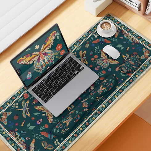 iCasso 3Pcs Large Mouse pad for Desk, Computer Desk Mat, XXL Keyboard and Mouse Pad + Keyboard Wrist Rest, Desk Matt