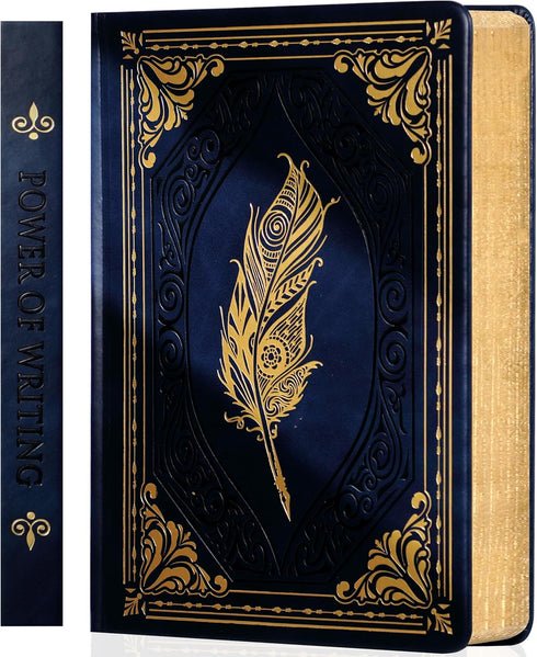 CAGIE 320 Pages Thick Hardcover Journaling Notebooks - Vintage Leather Journal for Writing (5.7" x 8.3", Blue)
