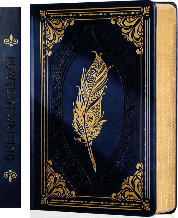 CAGIE 320 Pages Thick Hardcover Journaling Notebooks - Vintage Leather Journal for Writing (5.7" x 8.3", Blue)