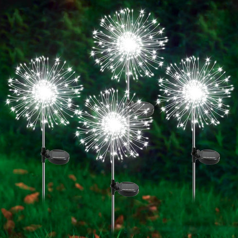 Solar Garden Lights Outdoor, 4 Pack 120 LED Twinkling Firework Lights Decorative