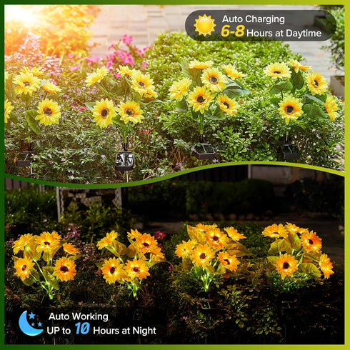 6 Pack 36 IP65 Solar Sunflower Lights Outdoor Waterproof - with Bright Solar Sunflower Lights, Waterproof Light