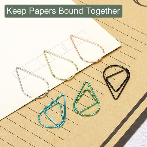 YOKIVE 100 Pcs Drop-Shaped Paper Clip, Silver, 1.3-Inch for Neat Desk and Daily Use