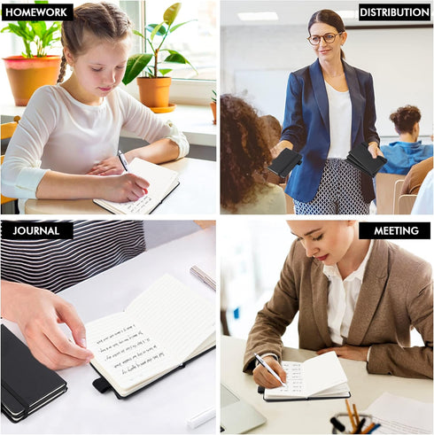 feela 6 Pack Pocket Mini Notebooks, A6, 3.5”x 5.5”, Black, Small Cute Memo Notepads, Hardcover College Ruled Lined