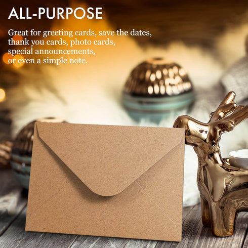 Gift Card Envelopes, 100 Count Mini Kraft Paper Business Card Envelopes, Tiny Envelope Pockets for Small Note Cards