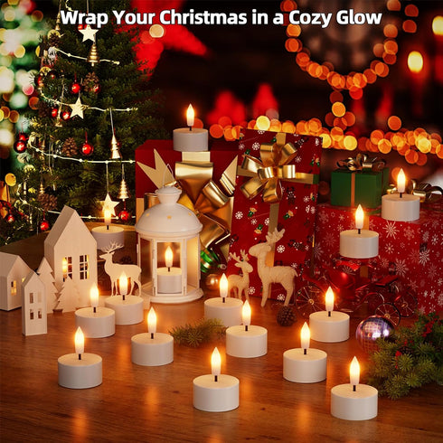12Pcs Rechargeable Flameless Tea Lights Candles with Charging Station Battery Tea Lights Candles with Remote & Timer