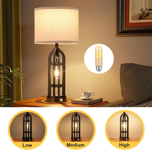 Seealle T30 Led Bulb, 3-Way Dimmable T30 Vintage LED Bulb, Natural White 2700K, E26 Base, AC 120V, 5W Edison Lights Bulbs for Living Room Table Lamp, 1 Pack by Seealle