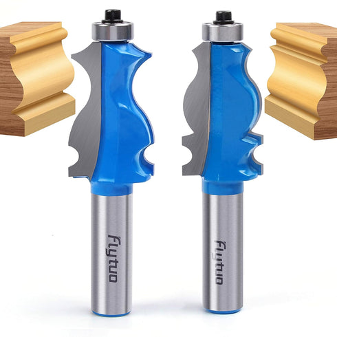 2PCS Architectural Molding Router Bit Set with 1/2" Shank for Woodworking