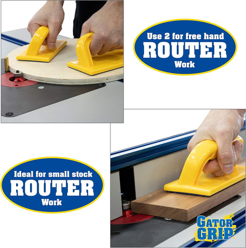 Gator Grip Safety Push Block 2 Pack, Blue Rubber Pattern for Superior Gripping Power on Router Tables