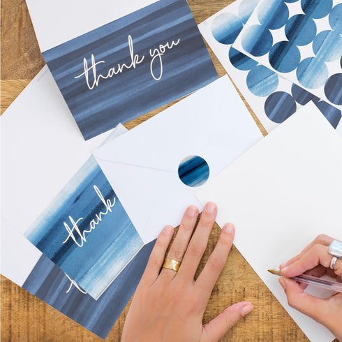 Set 100 Pack 4x6 Set VNS Creations Thank You Cards With Envelopes Bulk & Stickers - Blank Thank You Notes Bulk Box