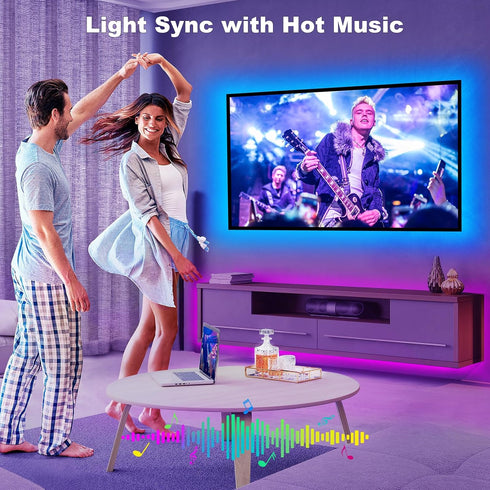 Bluetooth RGBWW LED Lights for 32 Inch TV, RGB+Tunable White 3000K-6500K, App Control, Music Sync Indoor USB LED