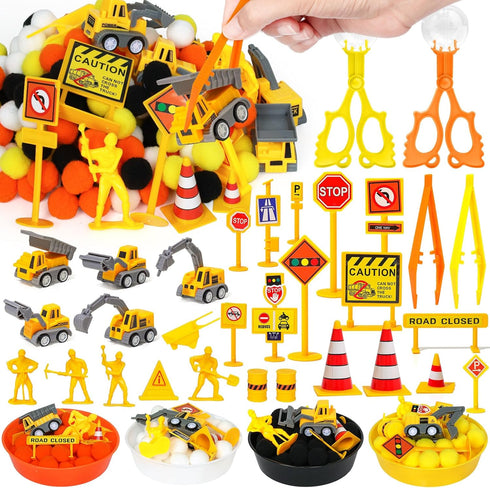 OAXNTGW 135 Pcs Construction Sensory Bin Items Construction Counting Sorting Sensory Bin Filler
