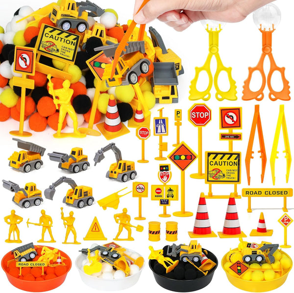 OAXNTGW 135 Pcs Construction Sensory Bin Items Construction Counting Sorting Sensory Bin Filler