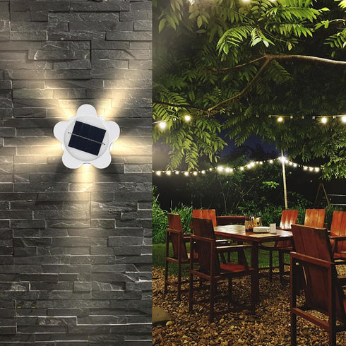 Uonlytech Solar Wall Lamp LED Outdoor Garden Night Light Home Wall Sconce Solar-Powered White Shell for Patio and Yard