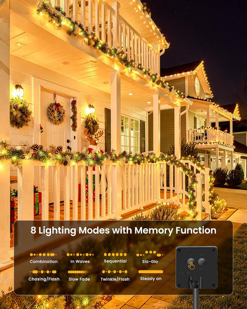 4 Pack 132Ft 400 8 Minetom Solar String Lights, Total LED Solar Fairy Lights Outdoor Waterproof, Modes Firefly Starry