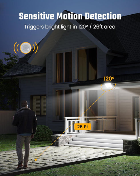 SUPERDANNY Solar Motion Sensor Outdoor Flood Lights, 113 Bright LEDs with 16ft Cable, IP65 Waterproof Security Light
