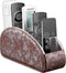 YAPISHI All-in-One Leather Brown TV Remote Holder with 5 Compartments Nightstand Desktop