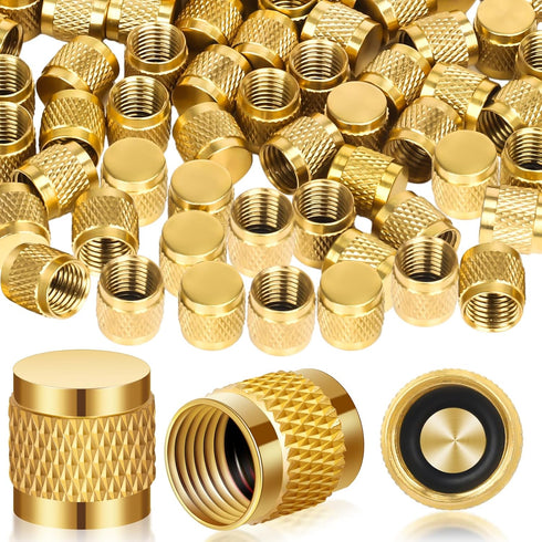 1/4 Flare Cap, round brass w/neoprene o-ring seal, HVAC locking caps, refrigerant locking caps (80 PCS)