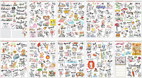 PPAPPAPPIYO Happy Dog Planner Sticker Accessories - Journals, Calendars, Weekly Stickers / 10 Sheets Size 4.6 x 6.1 Inch