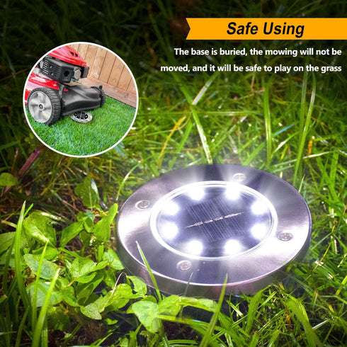 Aogist Solar Ground Lights, 8 LED In-Ground Outdoor Landscape Lighting for Lawn, Patio, Pathway, Yard, Deck (White, 4